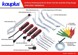 Brake Service Kit, 14-Piece Professional Drum Brake Tool Set W/Brake Lining Gauge… thumbnail 3