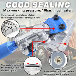 37 Degree Glad Hands Set with 2Pcs Seals Universal Emergency Service Aluminum Gladhand Brake Air Hose Coupling Parts Handshake Kit Connectors for Semi Trucks Trailers Tractors, 1 Pair thumbnail 3