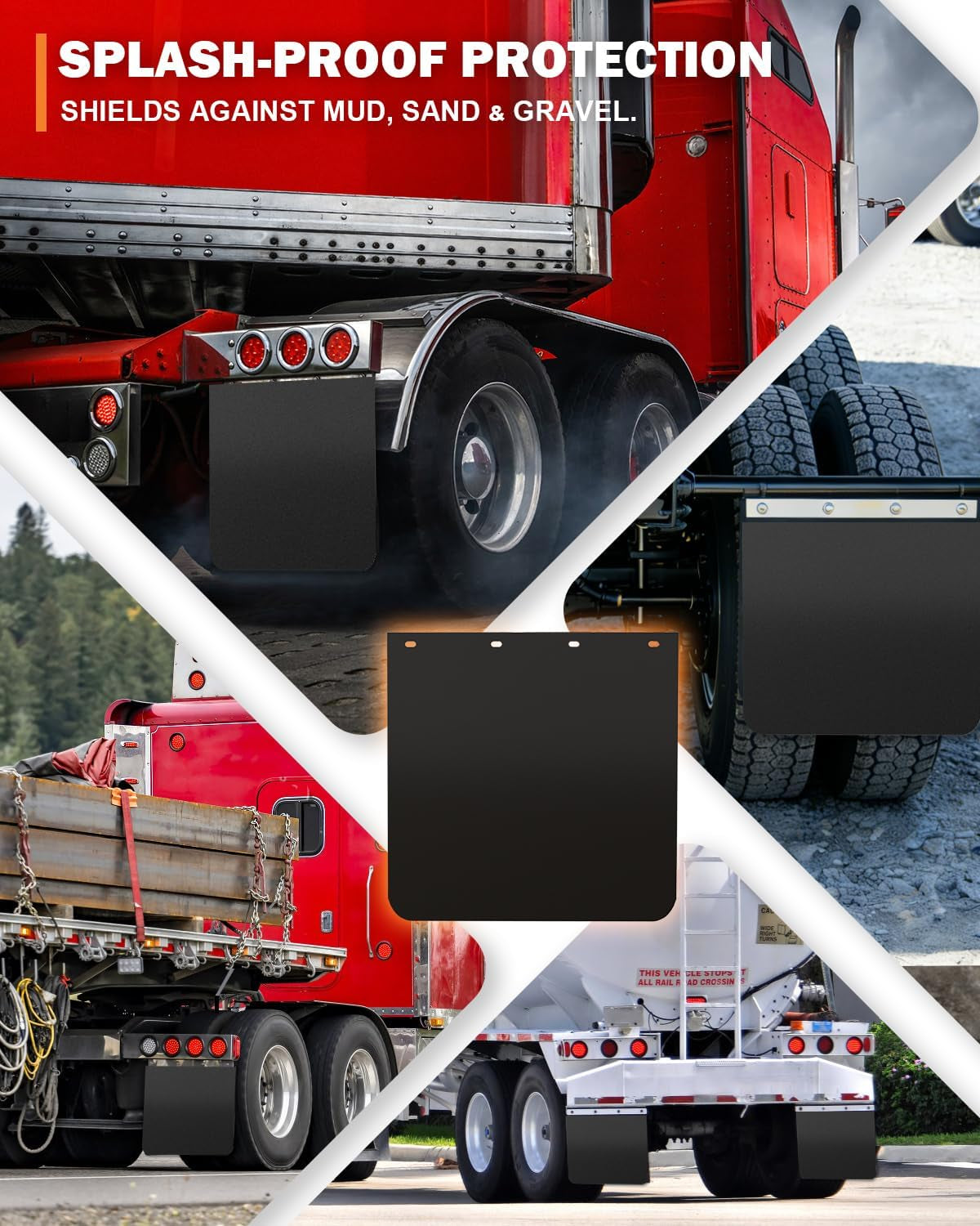 24"X24" Mud Flaps for Semi Trucks - Heavy Duty Mudflaps, All-Weather Protection, Universal Fit for Trucks & Tractors & Trailers, 2 Pack image 6