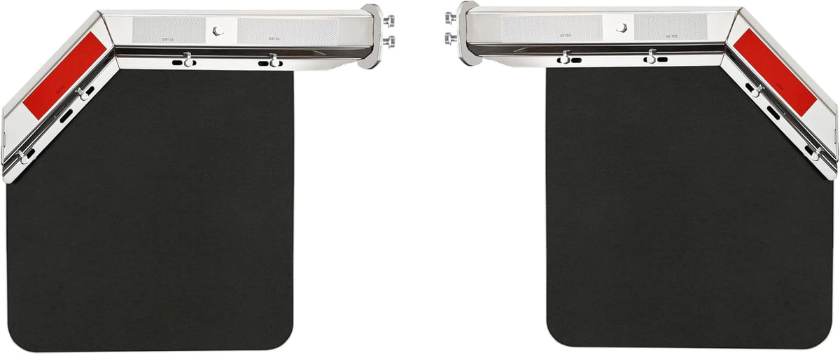 2 1/2" Angled Mud Flaps Set for Semi Trucks Stainless Steel Mudflap Hangers with 24*24" Flexible Mudflaps image 1