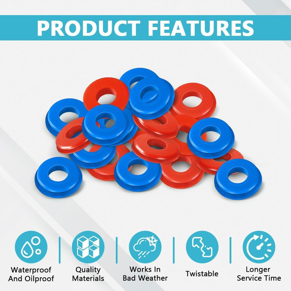 20PCS Glad Hand Seals, Rubber Gladhand Seals, Glad Hand Seal Washers Grommets round Gaskets for Semi Trucks Trailers Brake Air Hose, Parts Number 10028, Semi Truck Accessories (Red+Blue) image 5