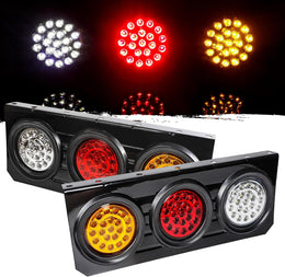 2 PCS LED Truck Trailer Tail Lights with Iron Bracket Base,12V-24V round Led Trailer Tail Lights for Turn/Signal/Running Lamps Fits Any Truck RV Camper Trailer thumbnail 1