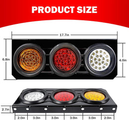 2 PCS LED Truck Trailer Tail Lights with Iron Bracket Base,12V-24V round Led Trailer Tail Lights for Turn/Signal/Running Lamps Fits Any Truck RV Camper Trailer thumbnail 2