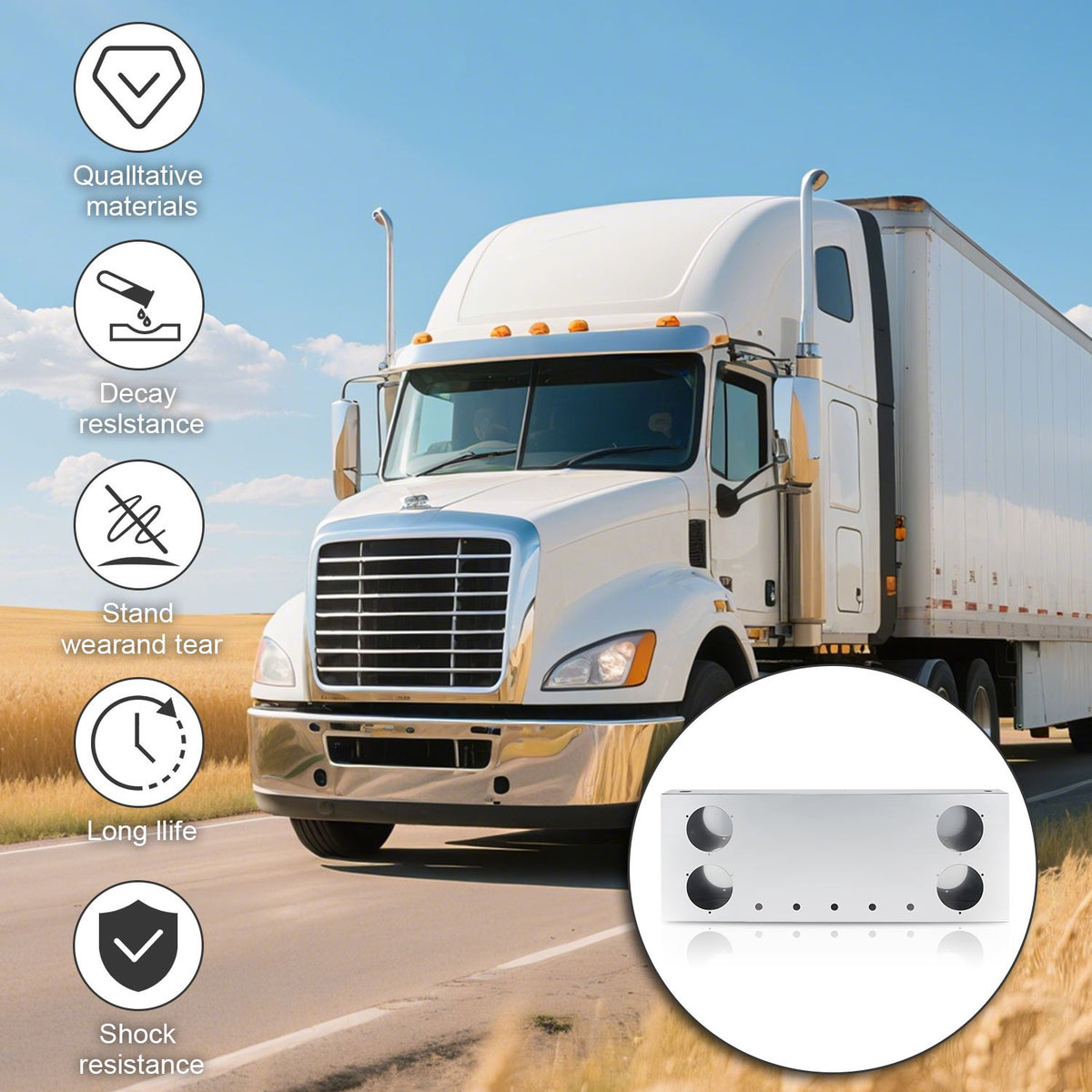 Stainless Steel Tail Light Panel for Semi Trucks & Trailers – 4.49” & 0.67” image 5