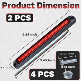 2 PCS Led Trailer Tail Light Bar, 10 Inch 15 Red Led Brake Lights Strip Assembly, IP67 Waterproof Trailer Light Kit for Golf Cart, for Marine Boats Golf Cart Offroad Truck RV UTV ATV thumbnail 2