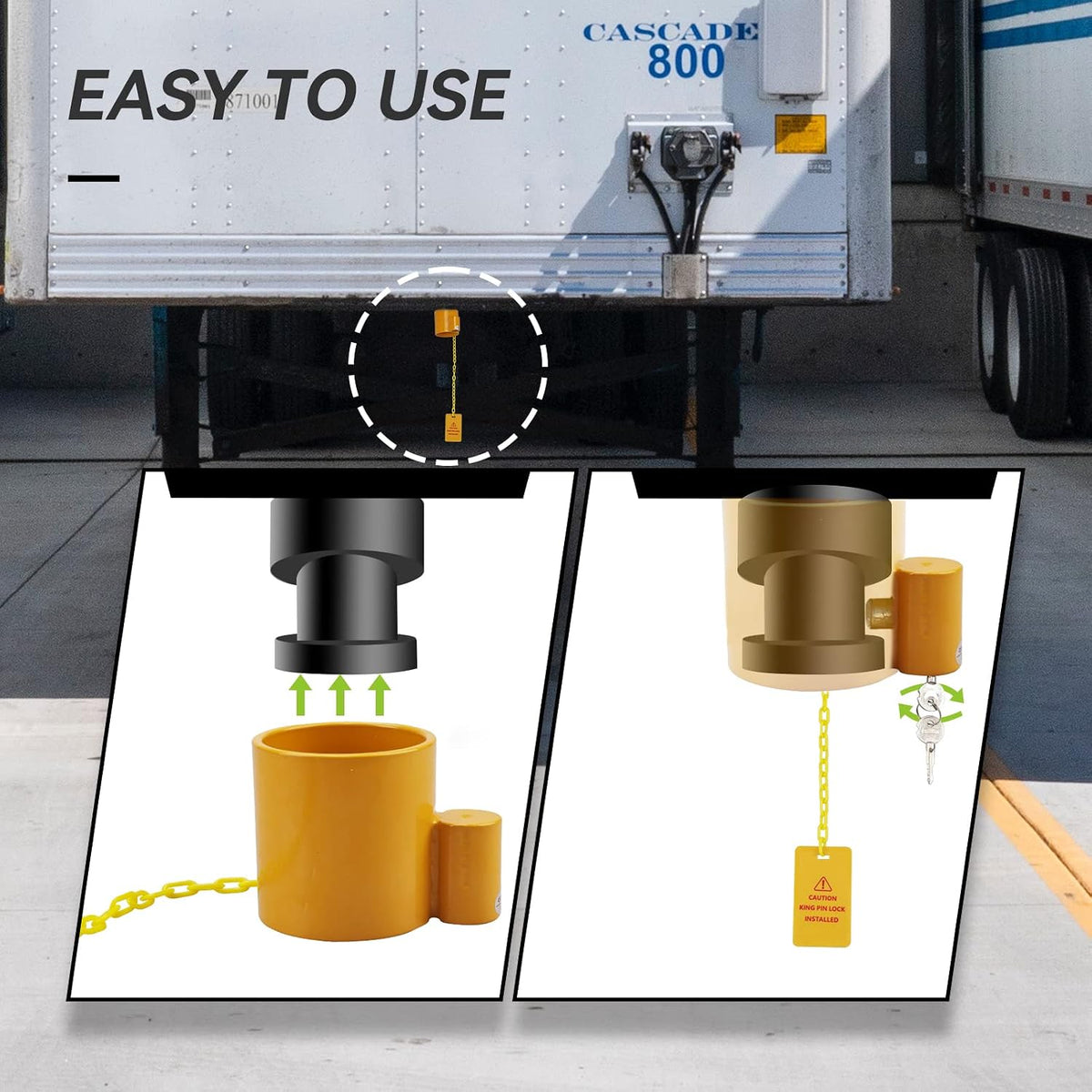 5Th Wheel Lock, Heavy Duty Steel King Pin Lock with Anti-Theft Warning Tag, for 5Th Wheel/Semi Trailers/Rvs/Containers image 6