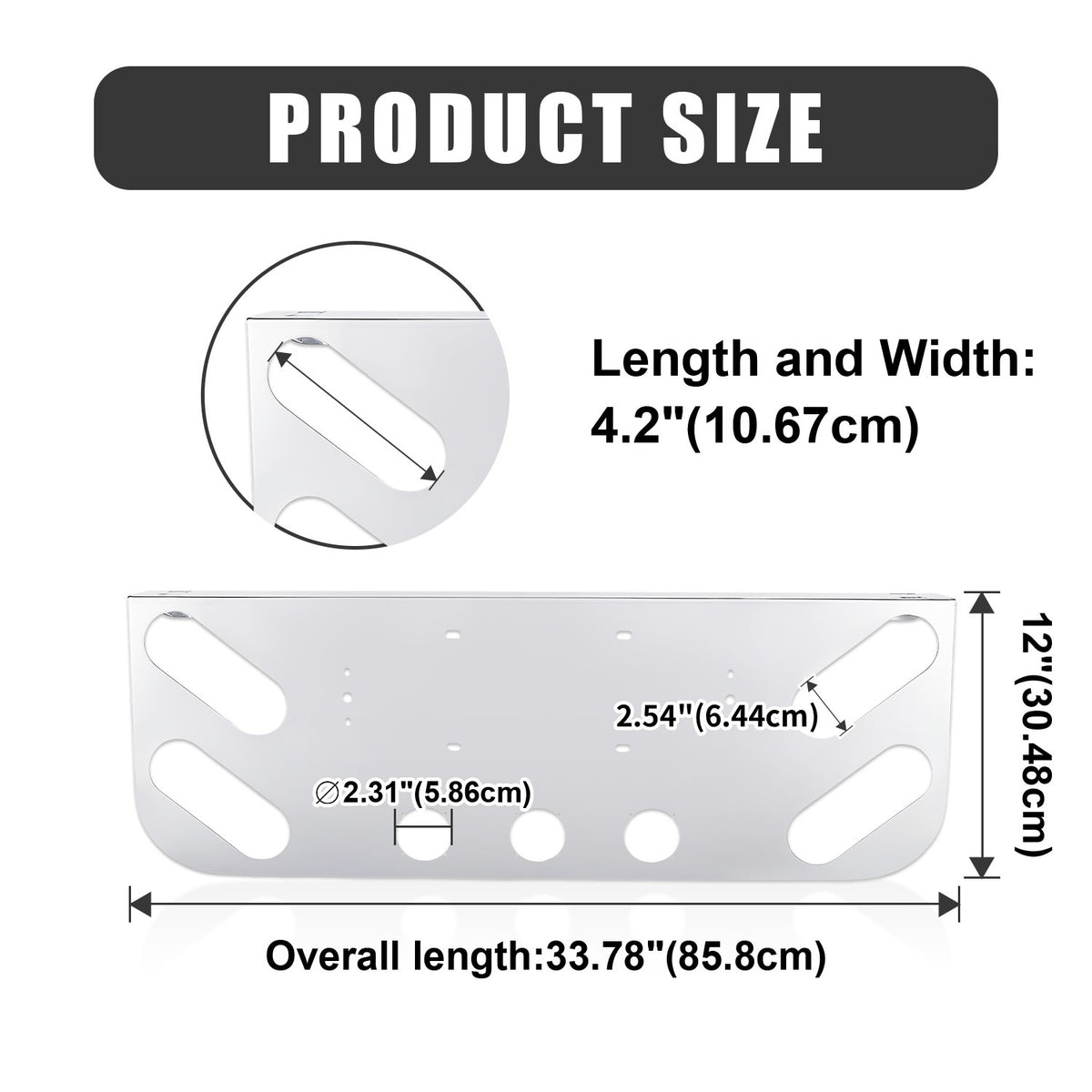 Stainless Steel Tail Light Panel for Semi Trucks & Trailers 4.49” & 2.31” Round image 4