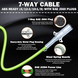15FT Semi Truck Air Lines Kit 3 in 1 Trailer Cord and Air Brake Hoses Assembly, 7 Way ABS Electric Power Line Air Hoses Kit for Semi Truck Trailer Tractor thumbnail 4