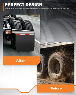 24"X24" Mud Flaps for Semi Trucks - Heavy Duty Mudflaps, All-Weather Protection, Universal Fit for Trucks & Tractors & Trailers, 2 Pack thumbnail 7