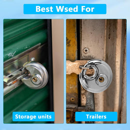 Disc Lock for Storage Unit, 2-3/4" Keyed Padlocks,Stainless Steel Discus Lock Heavy Duty, Waterproof Rustproof round Locks with Keys for Storage Unit Outdoor Shedstorage Locker Locks with Keys thumbnail 5