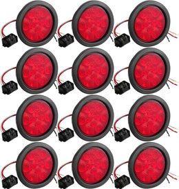 4 Inch round LED Trailer Tail Lights, 10 LED Trailer Marker Lights Waterproof 12V Turn Brake Stop Light Sealed Flush Mount for Truck RV Boat(Red,12) thumbnail 1