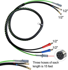 15FT Semi Truck Air Lines Kit 3 in 1 Trailer Cord and Air Brake Hoses Assembly, 7 Way ABS Electric Power Line Air Hoses Kit for Semi Truck Trailer Tractor thumbnail 8