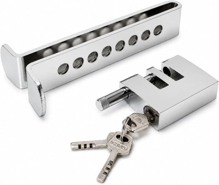 General Car Anti-Theft Brake Clutch Lock, Heavy Duty Stainless Steel Vehicle Security Lock, Portable Keyed Brake Pedal Lock for Cars, Trucks, Suvs, Silver