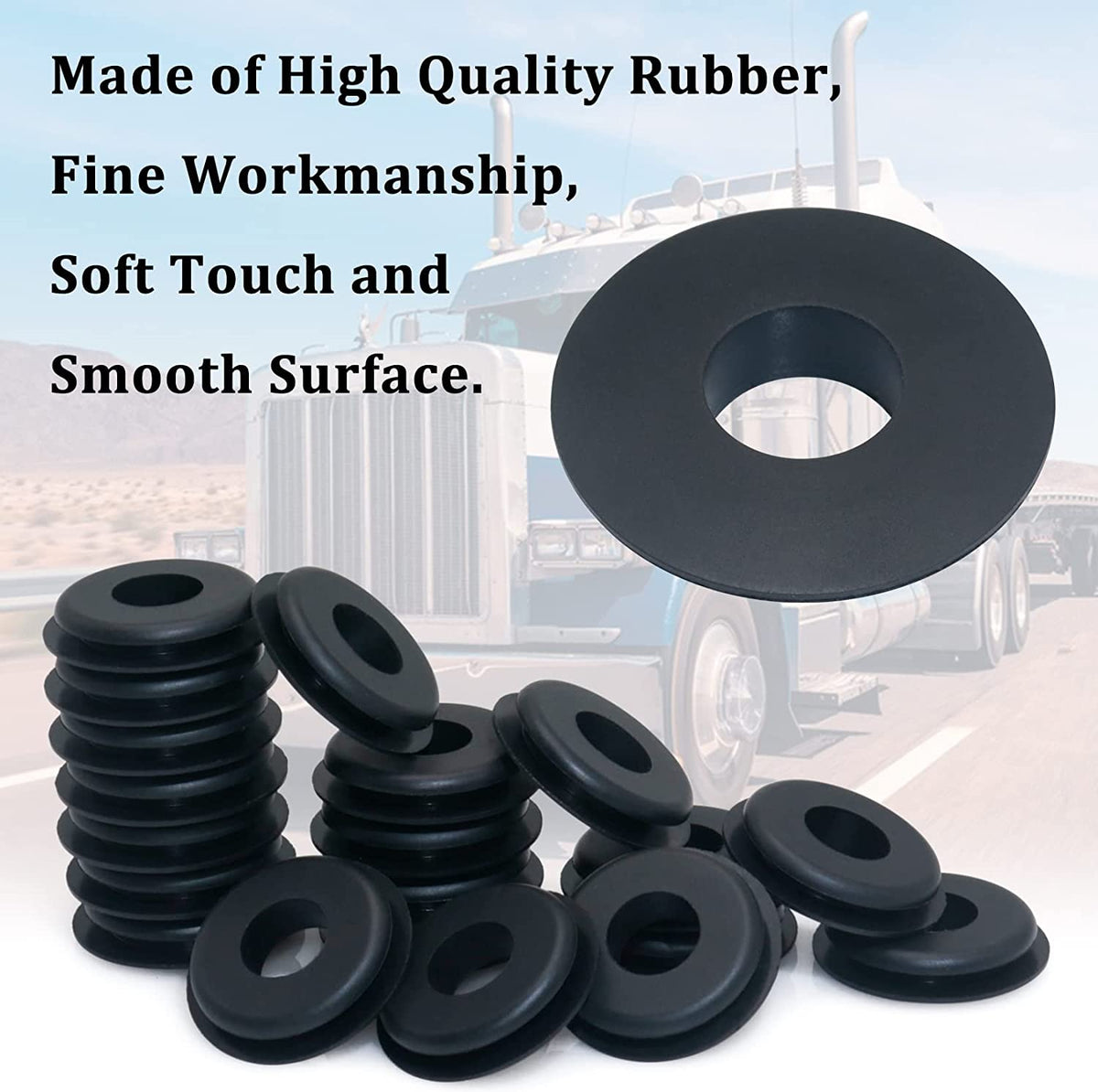 55Pcs Glad Hand Seals Rubber, Gladhand Washers Black Rubber Gaskets Elastic Grommets for Semi Trucks Trailers Brake Air Hose Parts Number 10028 image 4