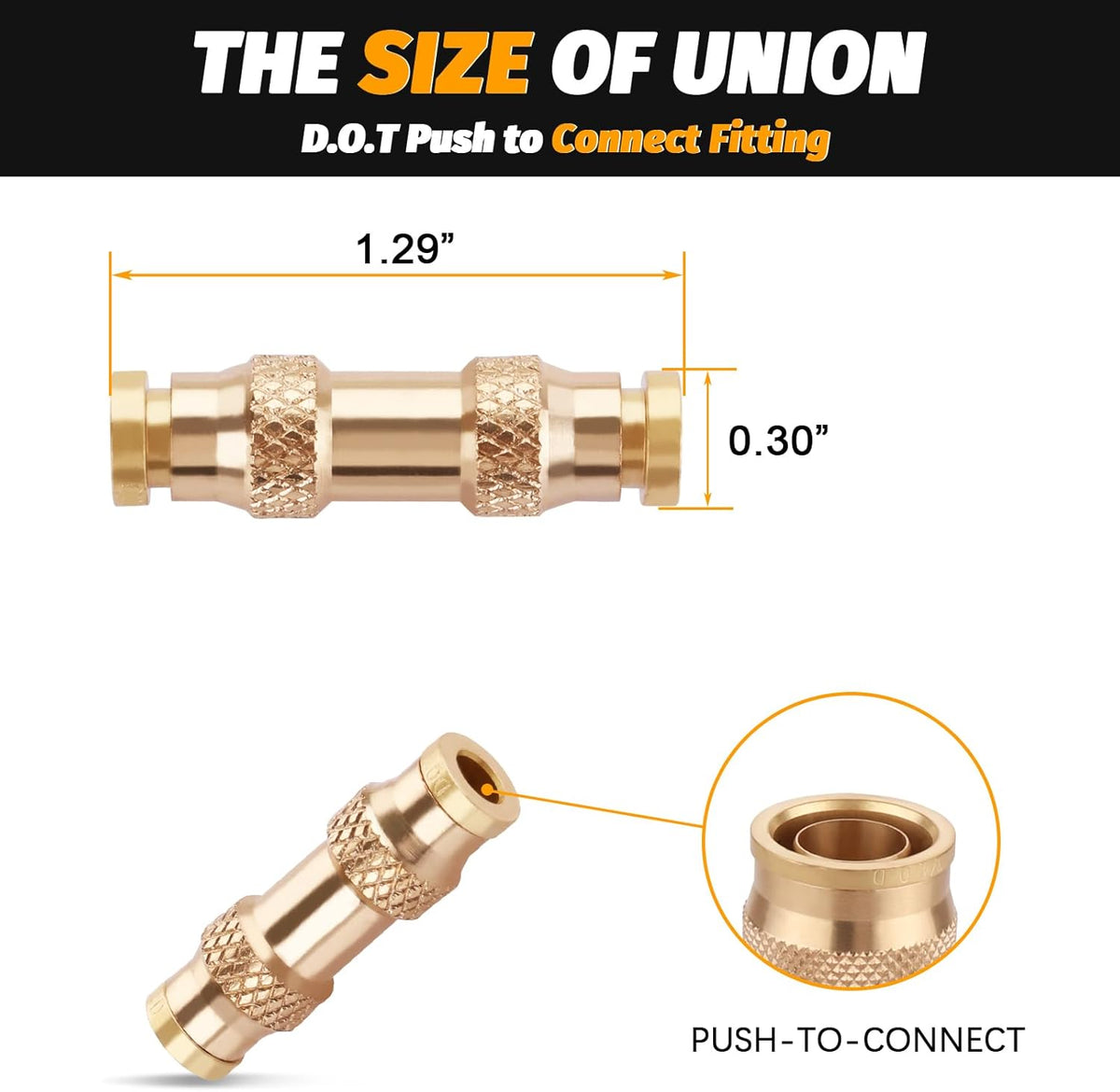 4Pcs 5/32 "Tube OD Push to Connect Union Fittings, Air Brake Line Fitting, Air Brake Union 5/32" Tube OD for Trucks Trailers and Industrial image 2
