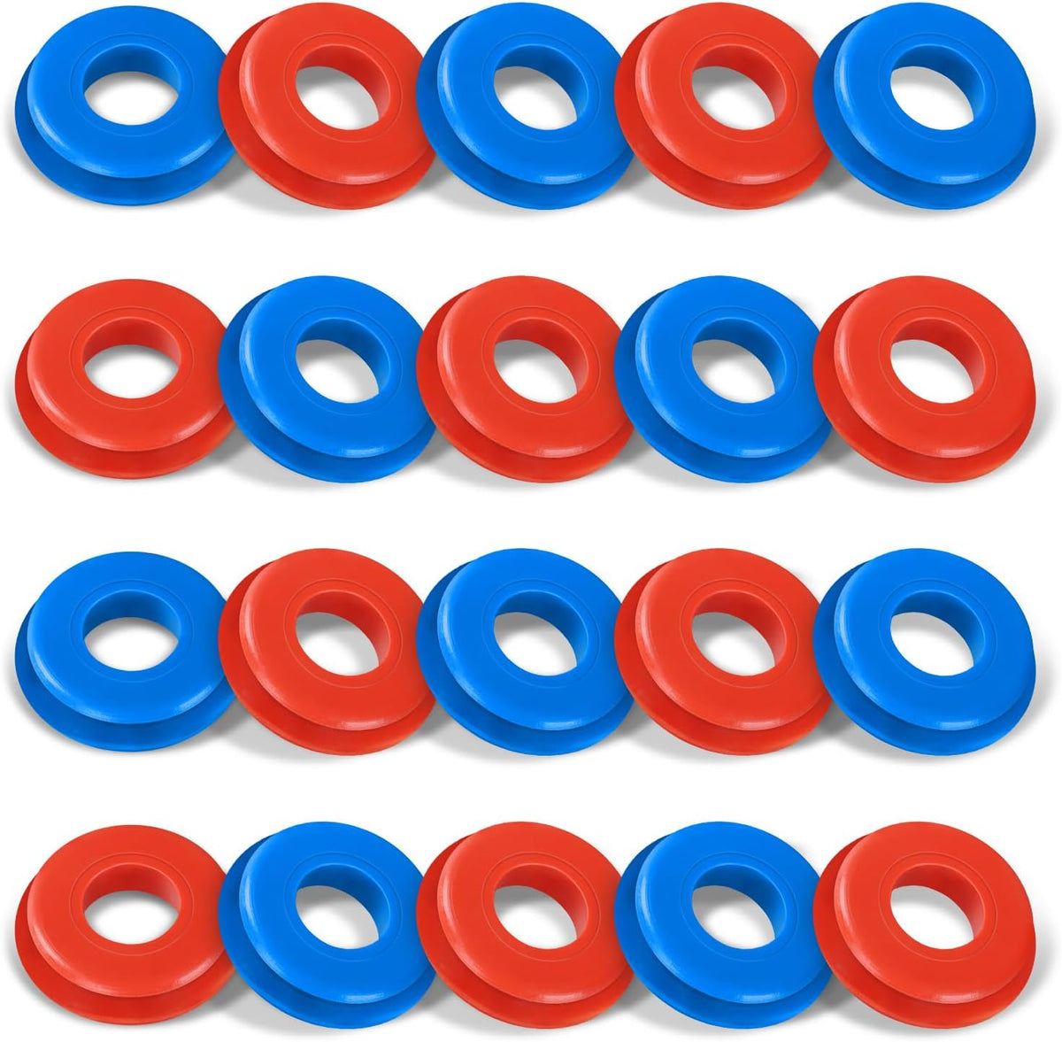 20PCS Glad Hand Seals, Rubber Gladhand Seals, Glad Hand Seal Washers Grommets round Gaskets for Semi Trucks Trailers Brake Air Hose, Parts Number 10028, Semi Truck Accessories (Red+Blue) image 1