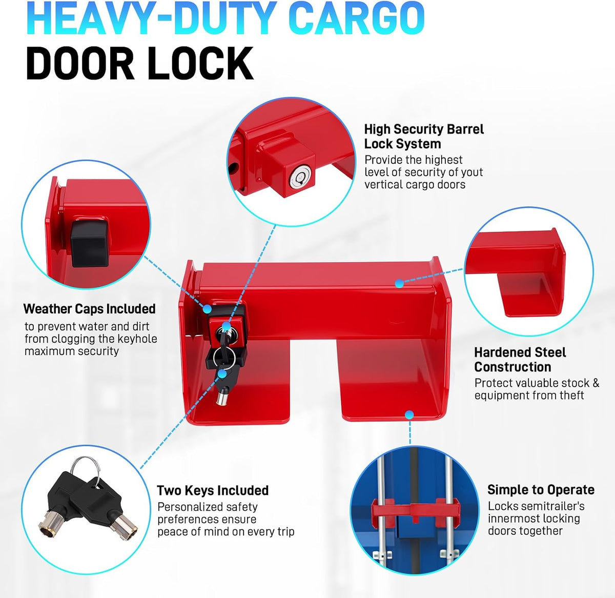 Shipping Container Lock Heavy Duty, Combination Container Equipment Lock Powder Coated Steel Shipping Container, Cargo Vans & Semi Trailer Door, Shipping Container Truck Door Locks with Two Keys, Anti image 4