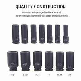 13 Pieces 1/2-Inch Drive Deep Impact Socket Set Heavy-Duty CR-MO Steel with Storage Case thumbnail 2
