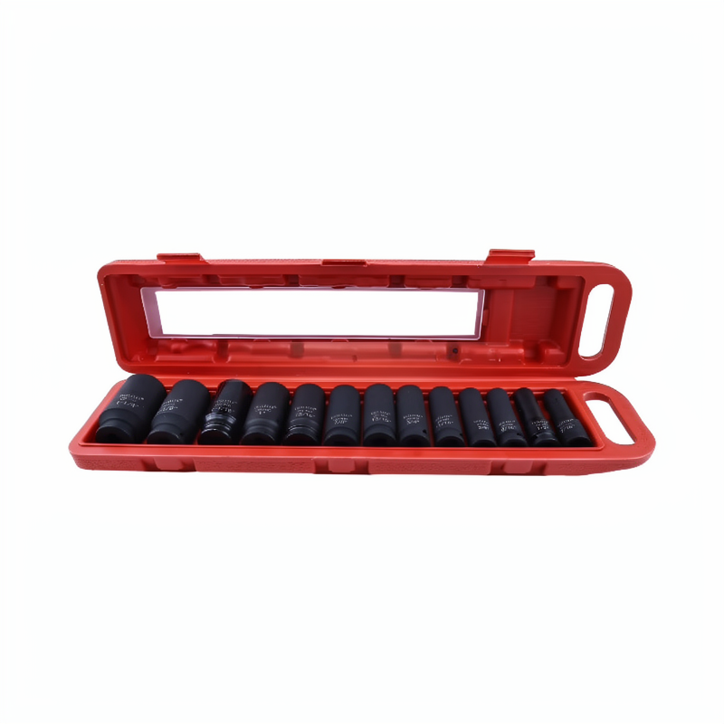 13 Pieces 1/2-Inch Drive Deep Impact Socket Set Heavy-Duty CR-MO Steel with Storage Case image 3